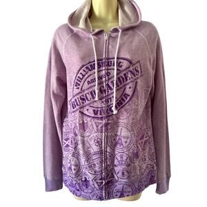 Busch Garden Williamsburg Purple Hoodie Jacket Woman’s Size Large Lightweight